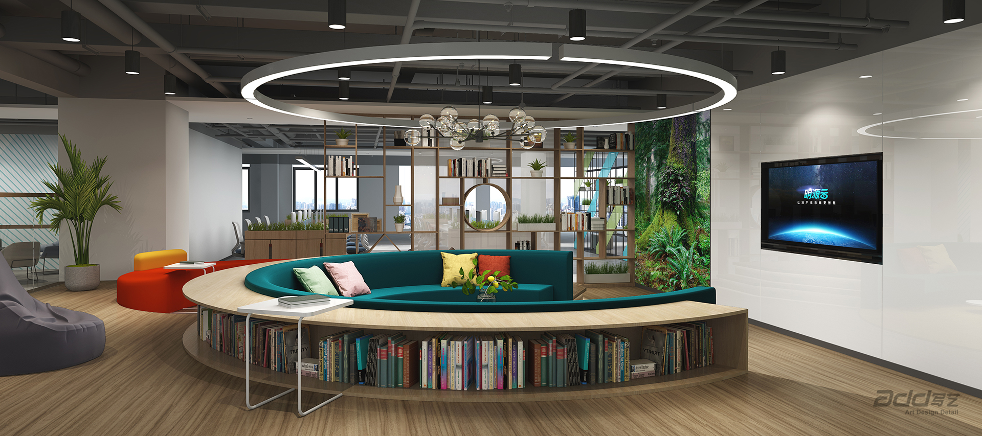 明源雲辦(bàn)公(gōng)樓設(shè)計(ji)裝(zhuang)修 讀書區(qu) -pc