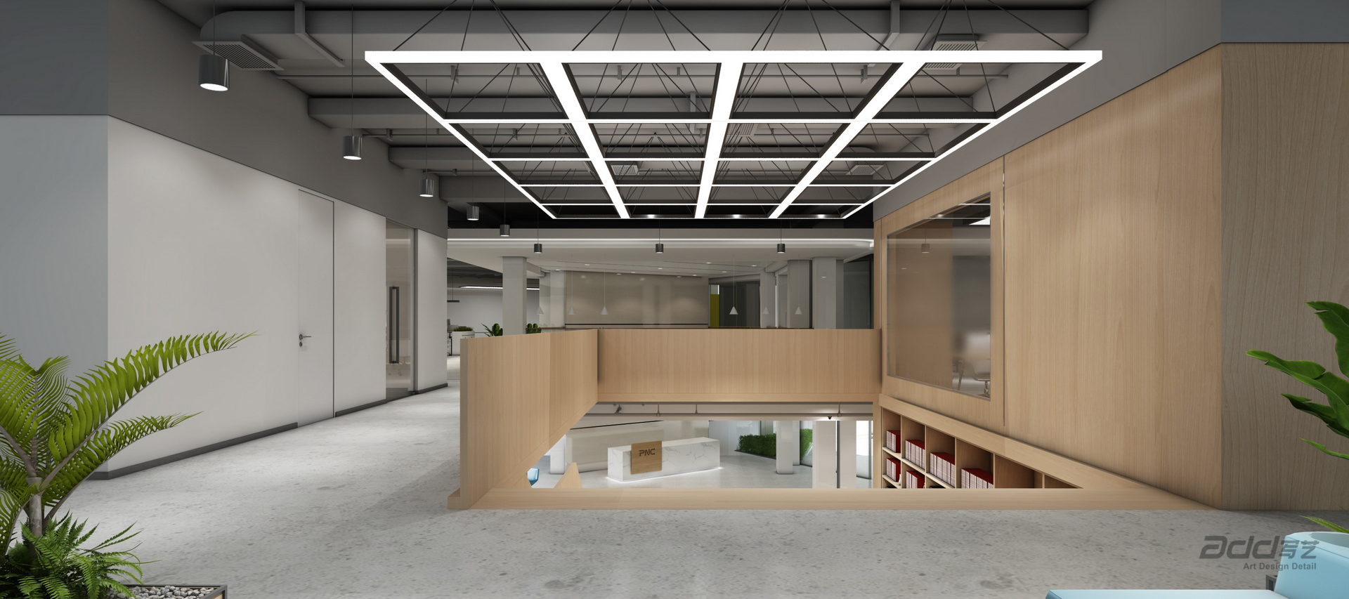 至純科(ke)技(ji)啓東園區(qu)辦(bàn)公(gōng)設(shè)計(ji)裝(zhuang)修 階梯圖書閱覽-pc