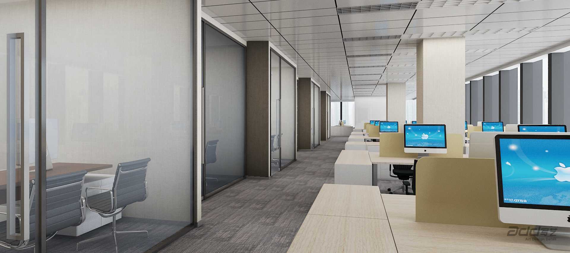 陸金申華辦(bàn)公(gōng)樓室內(nei)設(shè)計(ji) 開放辦(bàn)公(gōng)區(qu)-pc